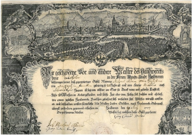 Eine alte deutsche Banknote mit einer Stadtansicht, Text und zusätzlichen Bildern, die ihr ein klassisches und zeitloses Aussehen verleihen.