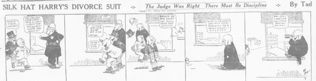 Ein Cartoon von einem Mann in einem schwarzen Anzug und einer Frau in einem Kleid mit einem schwarzen Schal, beide mit ernsten Gesichtern, die über eine Scheidungsklage diskutieren, mit dem Text 'Scheidungsklage' auf dem Bild.