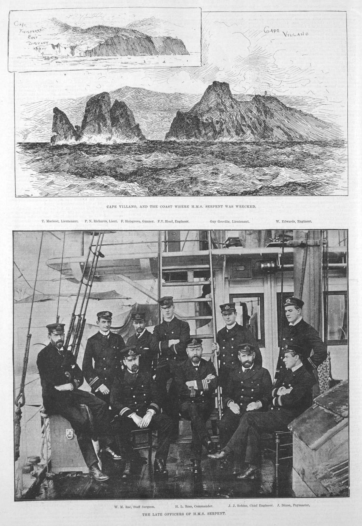 Gruppe von Männern mit Mützen auf einem Boot sitzend mit scenischen Berg-, Wasser- und Himmelbildern oben und Text unten.