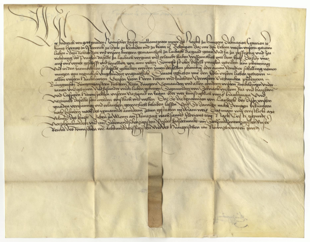 Ein vergilbtes, altes Stück Papier mit schwarzer Handschrift, ein Brief der deutschen Regierung, der die Freigabe einer Petition für den Tod eines Mannes anfordert.